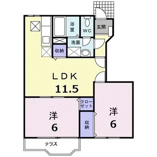 2LDKの間取り画像