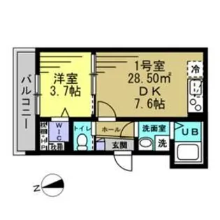 1DKの間取り画像