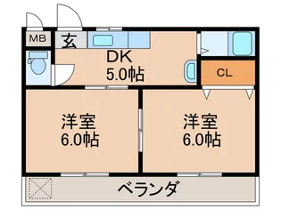 三熊ハイツ渚2号【2階】の間取り