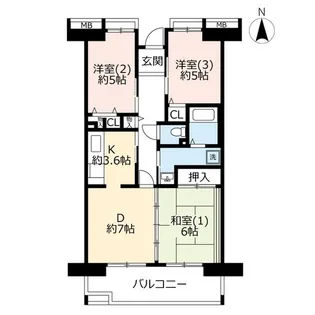 URアルビス鶴瀬【2階】の間取り