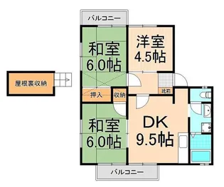 一ツ家ウェーブタウン8号棟【2階】の間取り