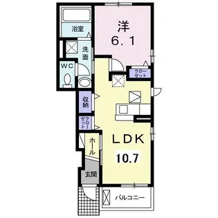 アンソレイェひまわりB【1階】の間取り
