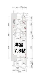 ラシュレエグゼ難波南【13階】の間取り