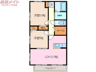 ヴィラウエストN【1階】の間取り