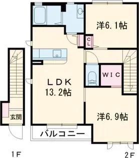 リーフガーデンハイツ E【2階】の間取り