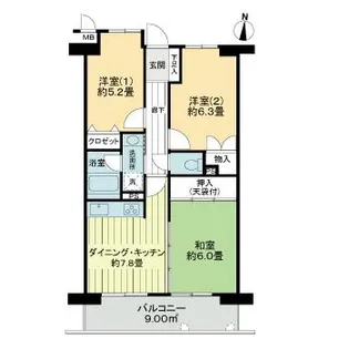 ライオンズマンション山手町【2階】の間取り