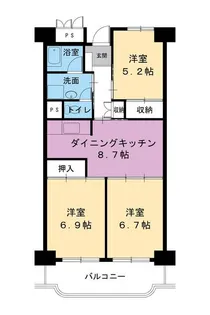 ビレッジハウス岐阜タワー1号棟【7階】の間取り