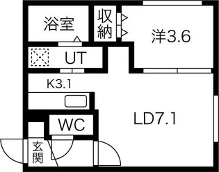 COMSA月寒中央(コムサ)【1階】の間取り