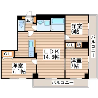 カスタリア榴ヶ岡【11階】の間取り