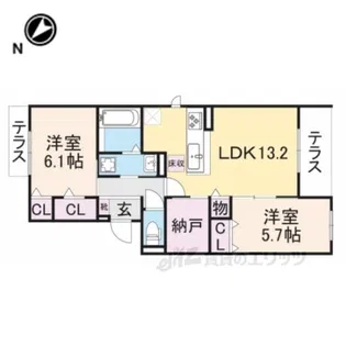 ベルフィールド西京極西棟【1階】の間取り