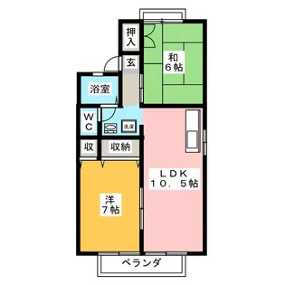 夏梅ビレッジ E棟【1階】の間取り