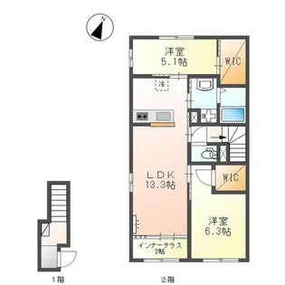 パレス北野【2階】の間取り