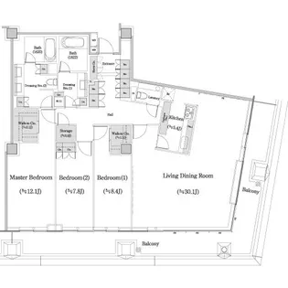 東京都千代田区二番町【マンション】の間取り
