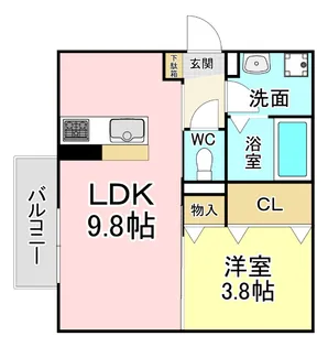福岡県北九州市小倉南区田原4【アパート】の間取り
