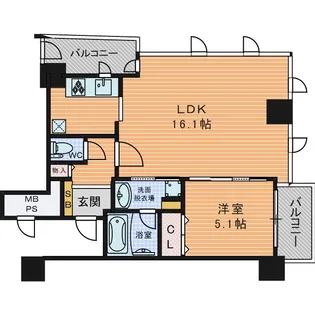 クロスレジデンス大阪新町(旧:ベルファース大阪新町)【8階】の間取り