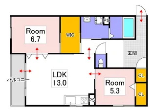 スカイガーデン長岡【2階】の間取り