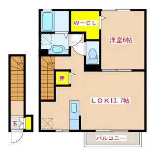 ヴィブァン A棟【2階】の間取り