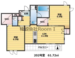 【ペット共生】(仮称)東住吉区針中野4丁目ヘーベルメゾン・旭化成ヘーベ【2階】の間取り