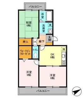 ハイツ・サンピーチ A【3階】の間取り