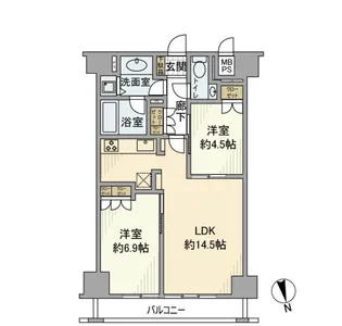 コンパートメント東京中央【11階】の間取り