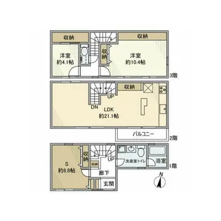 東京都世田谷区用賀3【一戸建】の間取り