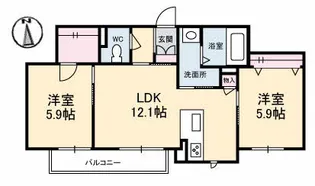 ローズガーデン【2階】の間取り