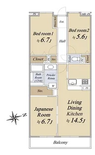 ダイアパレス秦野【6階】の間取り