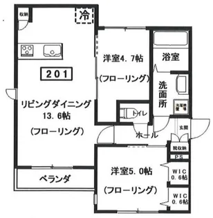 仮へーベルメゾン中央5丁目南棟【2階】の間取り