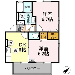 ウィルモアアサイ【1階】の間取り