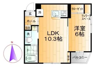 アスキー萩中【1階】の間取り
