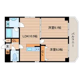 Kー1二日町【3階】の間取り