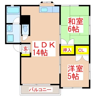 サンハイツ蔵王【1階】の間取り