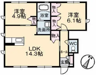 ラフォーレ八木A棟【1階】の間取り