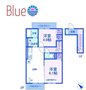 シャルマンドミール桜が岡B棟【2階】の間取り