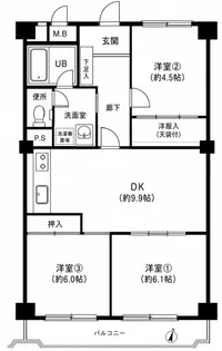 池上パークファミリア1号棟【4階】の間取り
