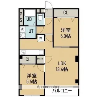 アールズコート大川【1階】の間取り