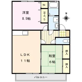 ハイカムール国分【2階】の間取り