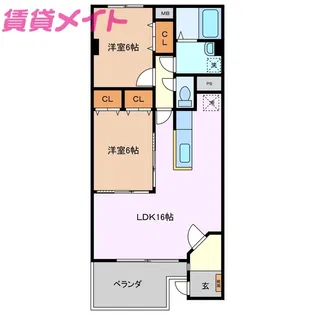 エトワールかつら【1階】の間取り