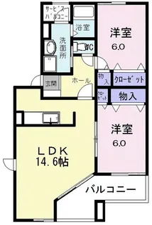 ロイヤルタウンD【2階】の間取り