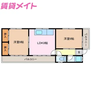 朝明ハイツ【1階】の間取り