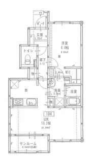 ひよりレジデンス岩井【1階】の間取り