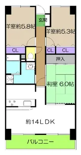 サーパス高須一番館【9階】の間取り