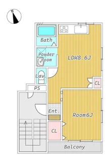 ラルジュ南千反畑【2階】の間取り