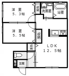 ル シエル西条【1階】の間取り