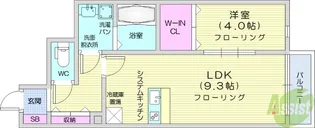 シャンテ南仙台【1階】の間取り