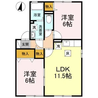 香川県仲多度郡琴平町上櫛梨【アパート】の間取り