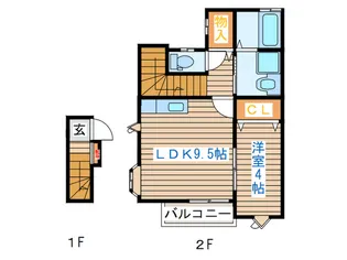 CREA八木山【2階】の間取り