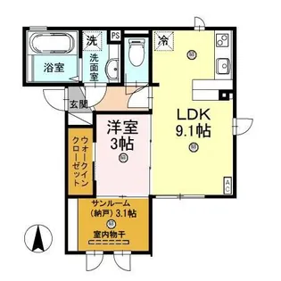 クレシア高木中央II【2階】の間取り