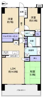 グランソシア船橋芽吹の杜【6階】の間取り