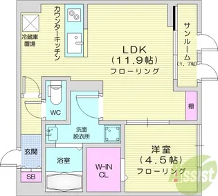 パセオプラシード連坊【1階】の間取り